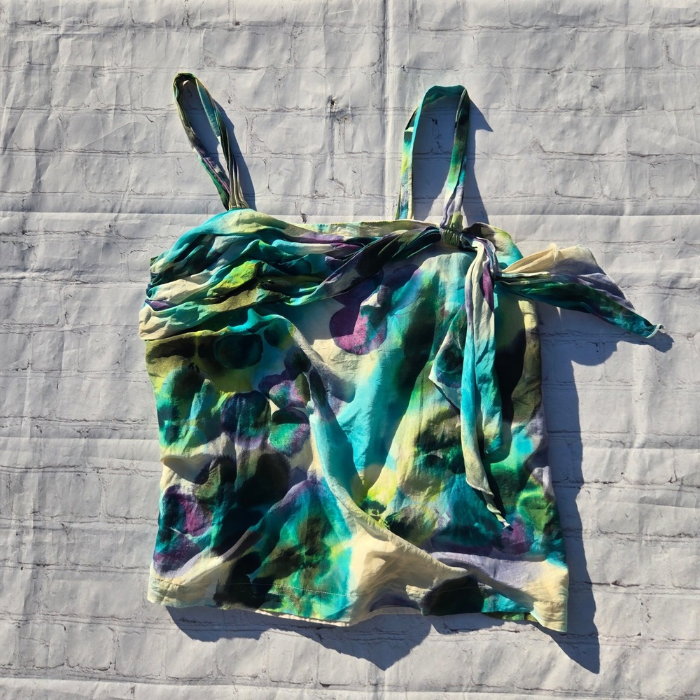 LOFT Silk cotton Watercolor Floral Y2K fairy mermaid boho indie tank top